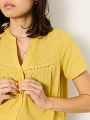 FatFace Letty Yellow Petite Embroidered Blouse - Image 5 of 6