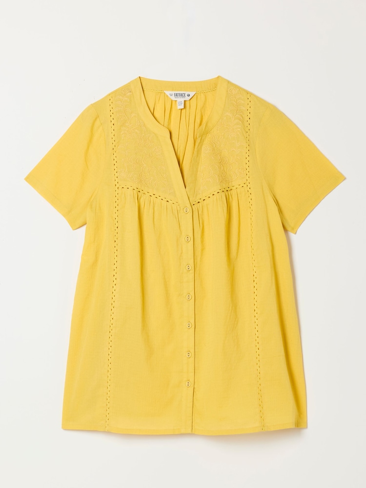 FatFace Letty Yellow Petite Embroidered Blouse - Image 6 of 6 FatFace Letty Yellow Petite Embroidered Blouse - Image 6 of 6