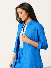 FatFace Olivia Cobalt Blue Petite Linen Shirt - Image 1 of 6
