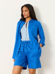 FatFace Olivia Cobalt Blue Petite Linen Shirt - Image 3 of 6