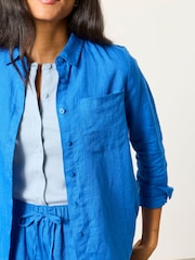 FatFace Olivia Cobalt Blue Petite Linen Shirt - Image 4 of 6
