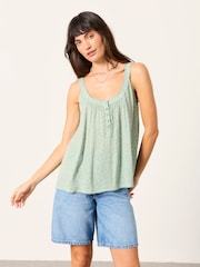 FatFace Layla Dusky Green Coral Texture Petite Cami - Image 3 of 6
