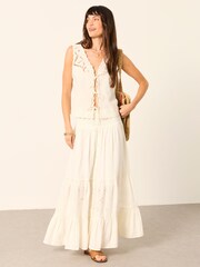 FatFace Becky Ivory Petite Embroidered Waistcoat - Image 3 of 6