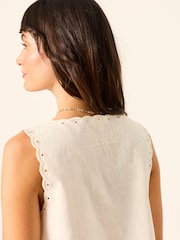 FatFace Becky Ivory Petite Embroidered Waistcoat - Image 4 of 6