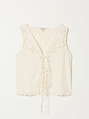 FatFace Becky Ivory Petite Embroidered Waistcoat - Image 6 of 6