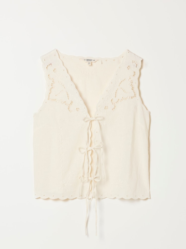 FatFace Becky Ivory Petite Embroidered Waistcoat - Image 6 of 6
