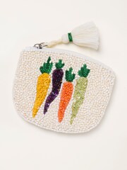FatFace Ivory Vegetable Beaded Purse - Image 1 of 2