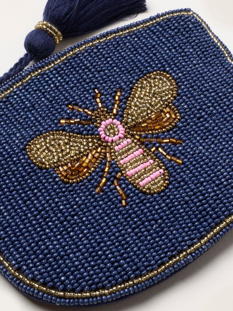 FatFace Navy Bee Beaded Purse - Image 2 of 2