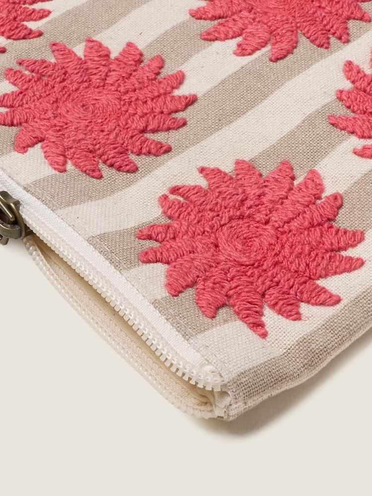 FatFace Beige Sun Embroidered Stripe Pouch - Image 3 of 3 FatFace Beige Sun Embroidered Stripe Pouch - Image 3 of 3