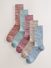 Blue/Brown/Purple Melange Socks 5 Pack - Image 1 of 8