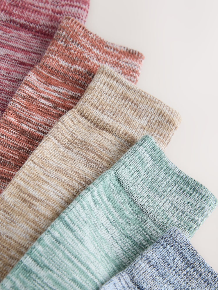Blue/Brown/Purple Melange Socks 5 Pack - Image 2 of 8