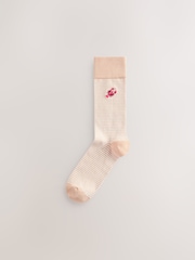 Blue/Grey/Neutral Stripe Fish Fun Embroidered Socks 8 Pack - Image 3 of 12