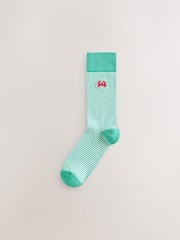 Blue/Grey/Neutral Stripe Fish Fun Embroidered Socks 8 Pack - Image 5 of 12