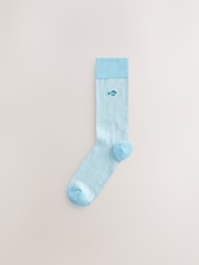 Blue/Grey/Neutral Stripe Fish Fun Embroidered Socks 8 Pack - Image 7 of 12