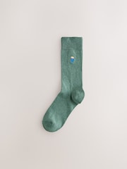 Blue/Grey Marl Breakfast Fun Embroidered Socks 8 Pack - Image 3 of 12