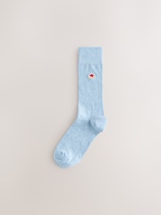 Blue/Grey Marl Breakfast Fun Embroidered Socks 8 Pack - Image 5 of 12