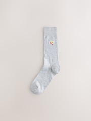 Blue/Grey Marl Breakfast Fun Embroidered Socks 8 Pack - Image 7 of 12
