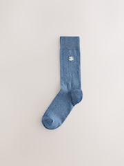 Blue/Grey Marl Breakfast Fun Embroidered Socks 8 Pack - Image 8 of 12