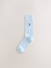 Blue/Grey Marl Breakfast Fun Embroidered Socks 8 Pack - Image 9 of 12