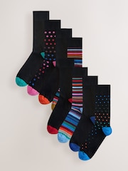 Black Striped Pattern Socks 8 Pack - Image 1 of 11