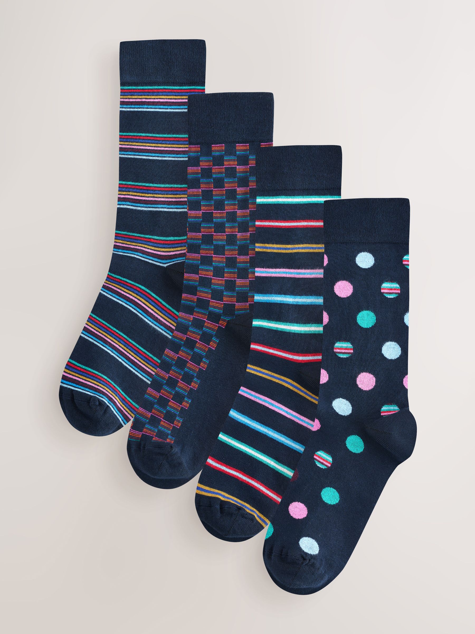Buy Navy Neon Spot Stripe Modal Signature Socks 4 Pack from Next USA