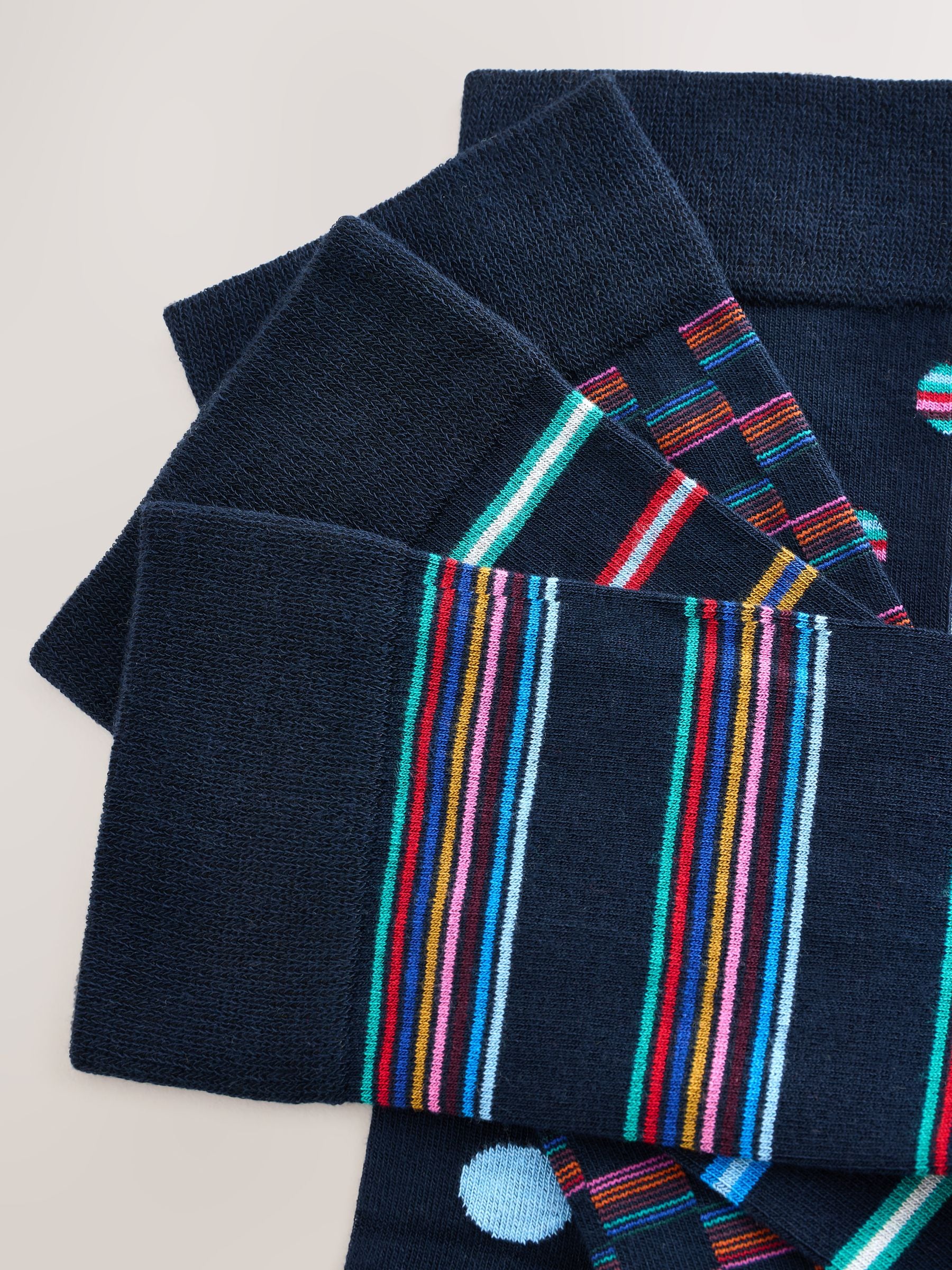 Buy Navy Neon Spot Stripe Modal Signature Socks 4 Pack from Next USA