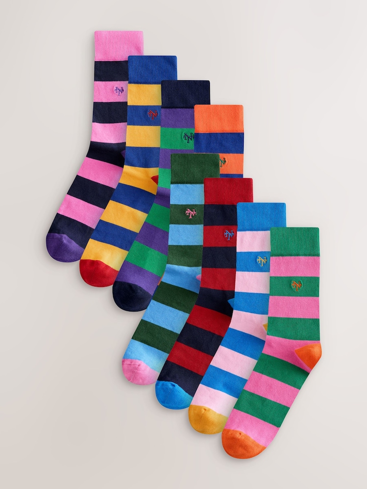 Verde/Albastru/Portocaliu cu dungi - Pachet de șosete cu model 8 - Imaginea 1 din 12
