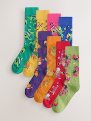 Blue/Green/Red Animal Pattern Socks 8 Pack - Image 1 of 11