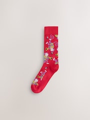 Blue/Green/Red Animal Pattern Socks 8 Pack - Image 8 of 11