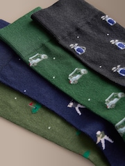 Blue/Green Golf Signature Patterm Socks 4 Pack - Image 2 of 7