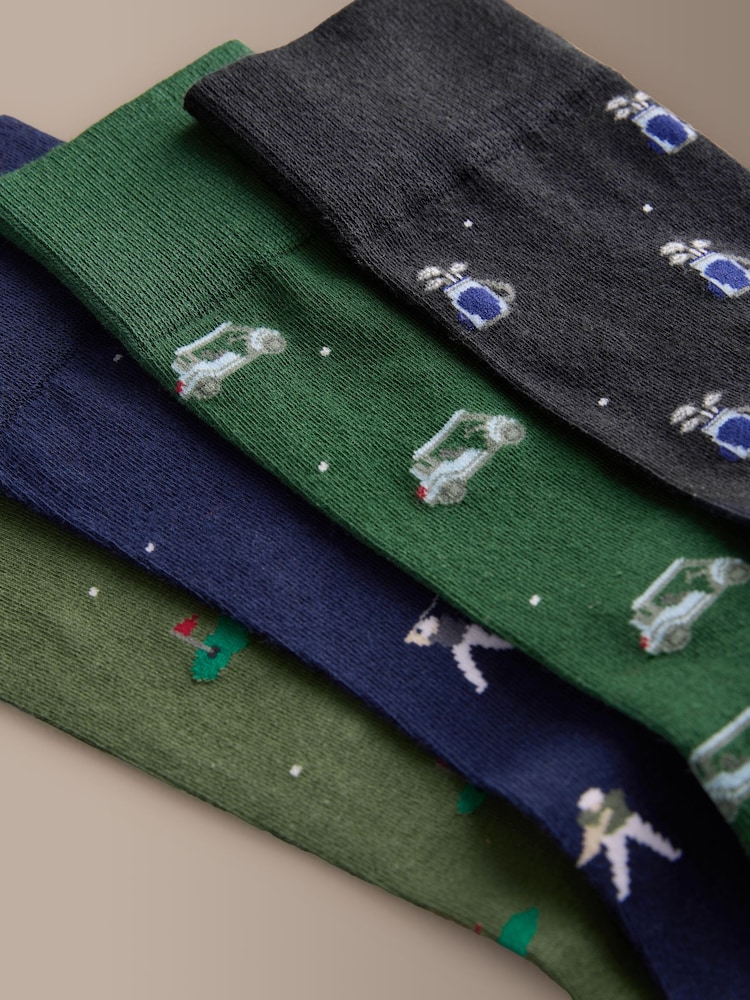 Blue/Green Golf Signature Patterm Socks 4 Pack - Image 2 of 7 Blue/Green Golf Signature Patterm Socks 4 Pack - Image 2 of 7