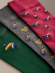 Green/Red/Grey Pattern Socks 5 Pack - Image 2 of 6