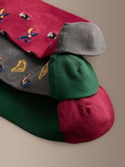 Green/Red/Grey Pattern Socks 5 Pack - Image 3 of 6