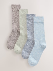 Green/Grey/Blue Slub Midweight Socks 4 Pack - Image 1 of 7