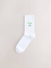 White/Blue Padel Embroidered Sports Socks 2 Pack - Image 3 of 7