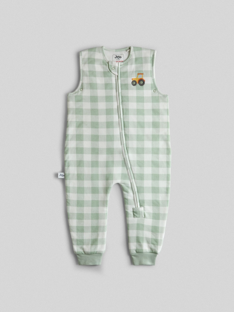 JoJo Maman Bébé Green Checkerboard Tractor 1.5 Tog Sleep Snuggler - Image 2 of 4