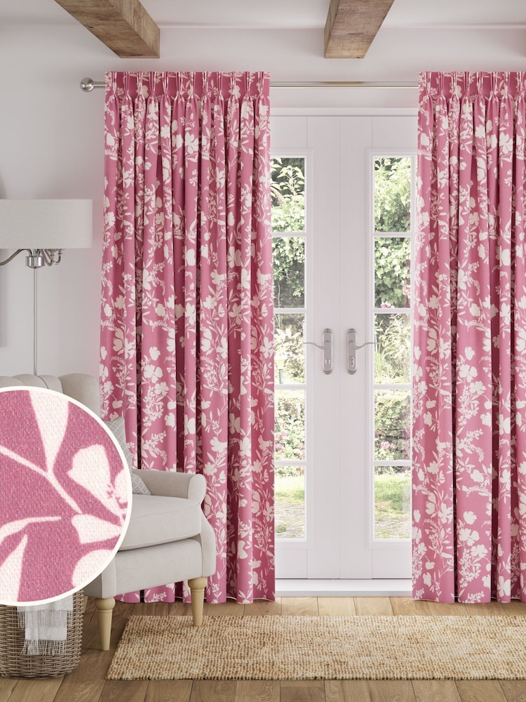 Pink Berry Floral Print Made to Measure Curtains - Image 1 of 9 Pink Berry Floral Print Made to Measure Curtains - Image 1 of 9