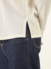 Roman Natural Ribbed Collared Stretch Blouse - Image 4 of 5