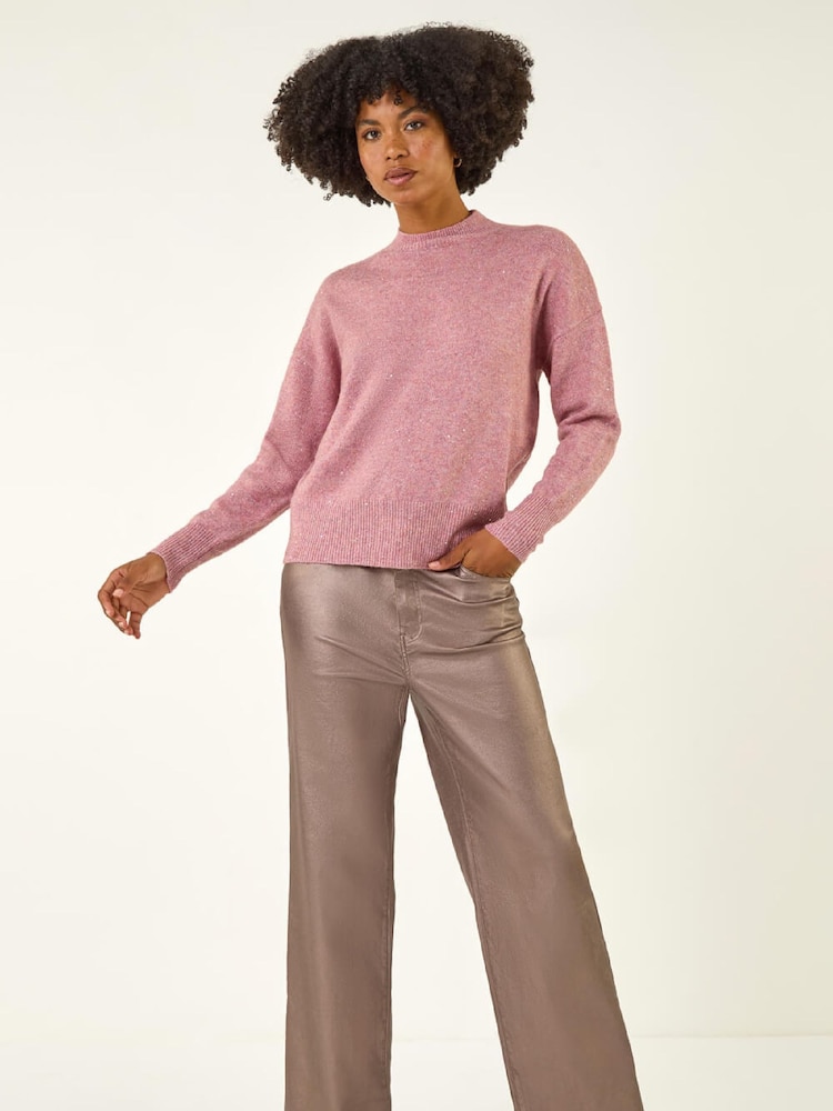 Roman Pink Sequin Crew Neck Knit Jumper - Image 2 of 5