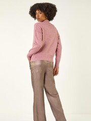 Roman Pink Sequin Crew Neck Knit Jumper - Image 3 of 5