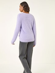 Roman Purple Embellished Fluffy Knit Jumper - Image 3 of 5