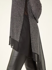 Roman Black Shimmer Chiffon Hem Stretch Tunic Top - Image 5 of 5