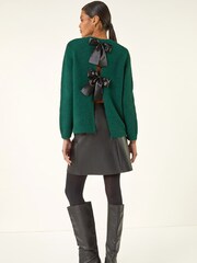 Roman Green Bow Back Metallic Knit Jumper - Image 2 of 5