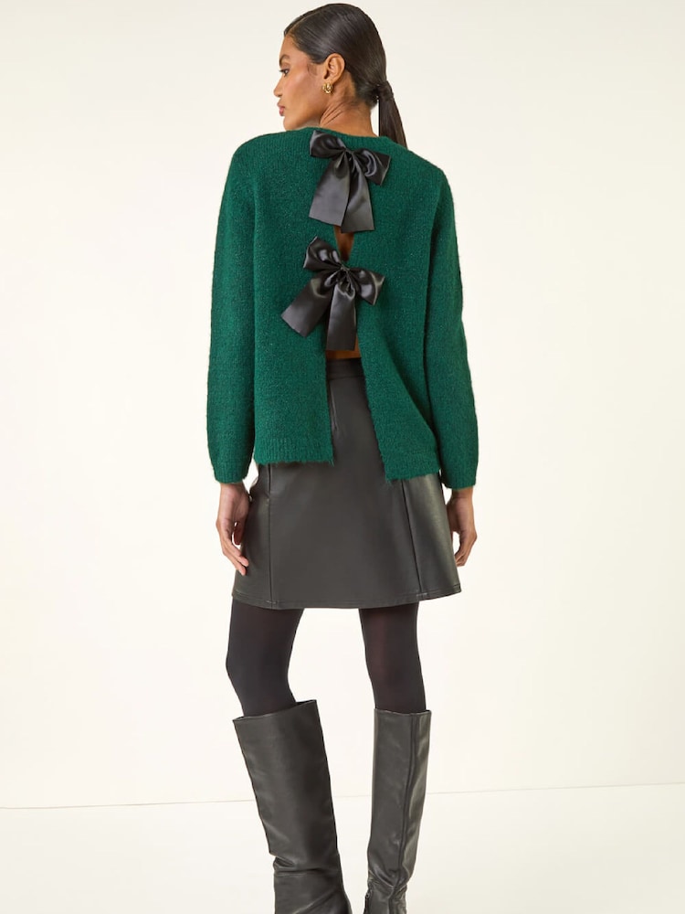 Roman Green Bow Back Metallic Knit Jumper - Image 2 of 5 Roman Green Bow Back Metallic Knit Jumper - Image 2 of 5