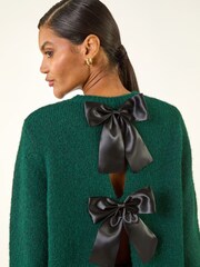 Roman Green Bow Back Metallic Knit Jumper - Image 3 of 5