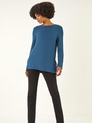 Roman Blue Soft Touch Side Ruffle Top - Image 2 of 5