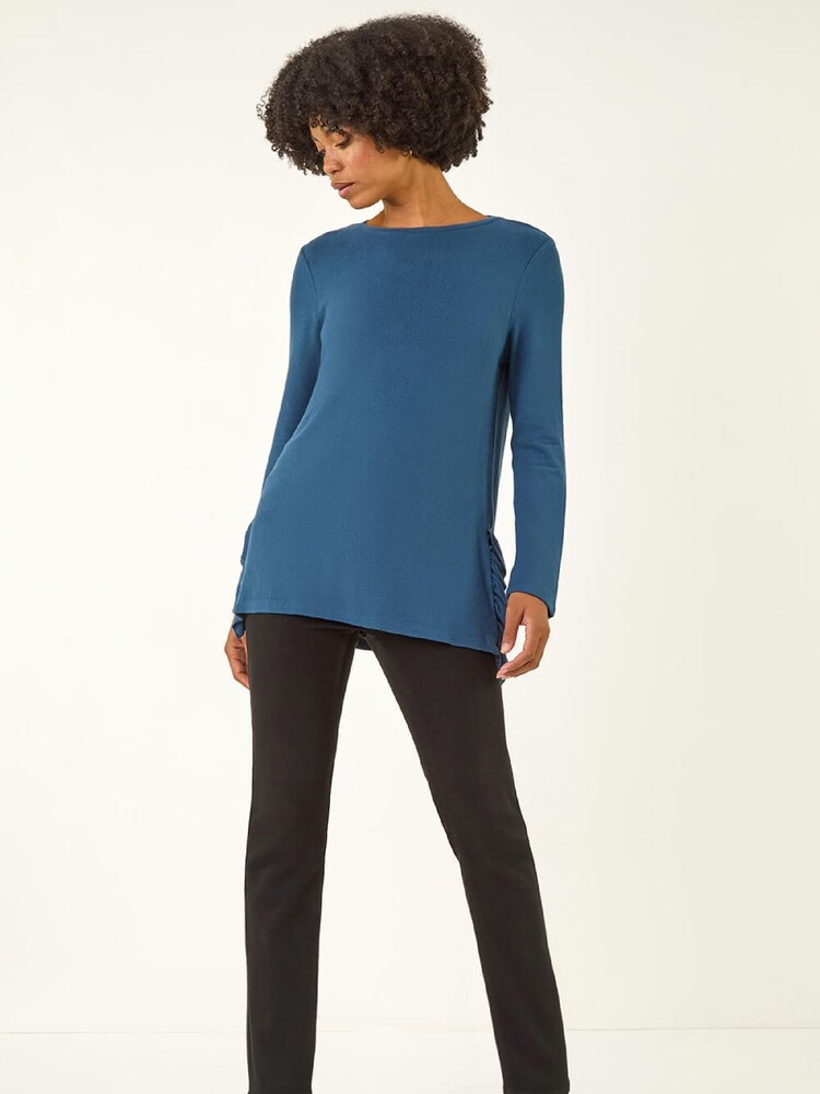 Roman Blue Soft Touch Side Ruffle Top - Image 2 of 5