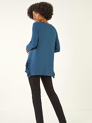 Roman Blue Soft Touch Side Ruffle Top - Image 3 of 5