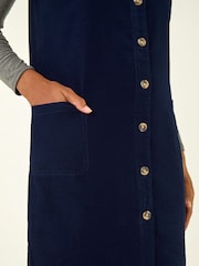 Roman Blue Cotton V-Neck Button Pocket Dress - Image 5 of 5