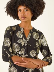 Roman Metallic Floral Foil Print Shirt - Image 1 of 5